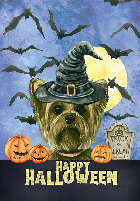 Yorkie - Hippie Hound Studio Best of Breed Halloween House and Garden Flag